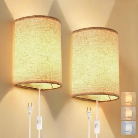 Plug in Wall Sconce, 3 Colors Wall Sconces Set of Two, Industrial Plug in Wall Light