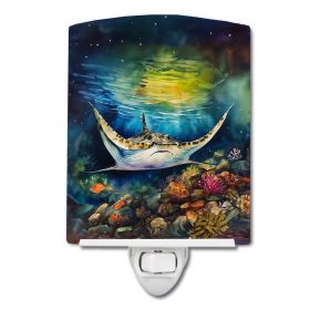 NEW Sting Ray Ceramic Night Light Compact, UL-Certified, Ideal for Bedroom, Bathroom, Nursery, Hallway, Kitchen, 6x4x3, Multicolor