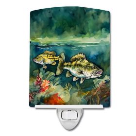 NEW Smallmouth Bass Ceramic Night Light Compact, UL-Certified, Ideal for Bedroom, Bathroom, Nursery, Hallway, Kitchen, 6x4x3, Multicolor