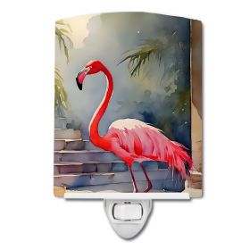 NEW Flamingo Ceramic Night Light Compact, UL-Certified, Ideal for Bedroom, Bathroom, Nursery, Hallway, Kitchen, 6x4x3, Multicolor