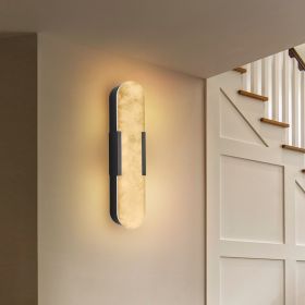 19.7" Natural Marble Wall Sconce, Black Sconces Set of Two, Indoor Modern Bathroom Sconces Wall Lighting for Living Room, Bedroom, Hallway, Stair