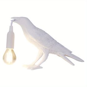 Raven Table Lamp Birds Desk Lamp Resin Crow Wall Sconce Creative Night Light Modern Art Fixture For Living Room Bedside Bedroom Office Study Dorm (Color: White)