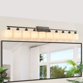 10 Light Bathroom Vanity Lights Over Mirror (Color: Black, Material: Iron)